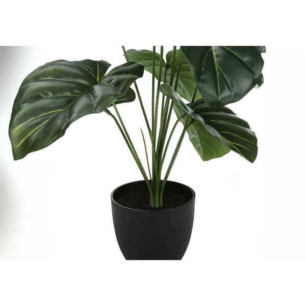 Black Green 24-Inch Alocasia Indoor Table Potted Real Touch Artificial Plant, image 3